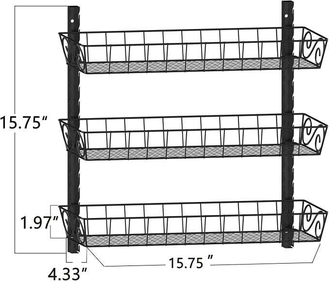 SWOMMOLY Adjustable Wall Mount Spice Rack, 3-Tier Dual-use Organizer - Image 3