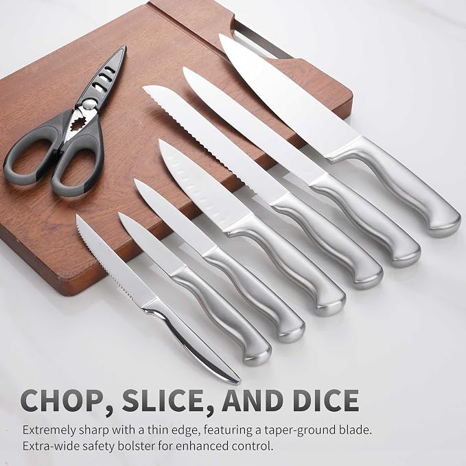 15-Piece Stainless Steel Chef Kitchen Knife Sets - Image 5