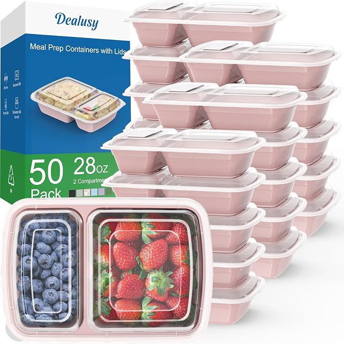 Dealusy 50 Pack 28 oz Meal Prep Containers Reusable by Dealusy