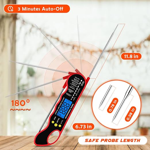 TRAUSI Instant Read Meat Thermometer, Fast & Accurate Digital Food Thermometer - Image 5