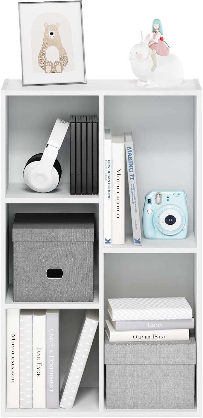 Furinno LUDER Book Shelf, 5-Cube Bookshelf, Reversible Bookcase, 9.4 x 19.5 x - Image 6