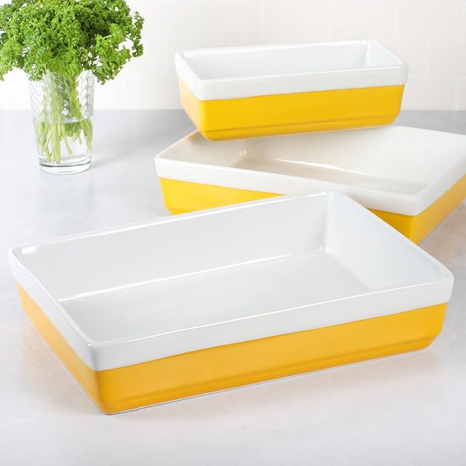 MARTHA STEWART 3-Piece Oven to Table Stoneware Bakeware Set – Baking Dish & - Image 2