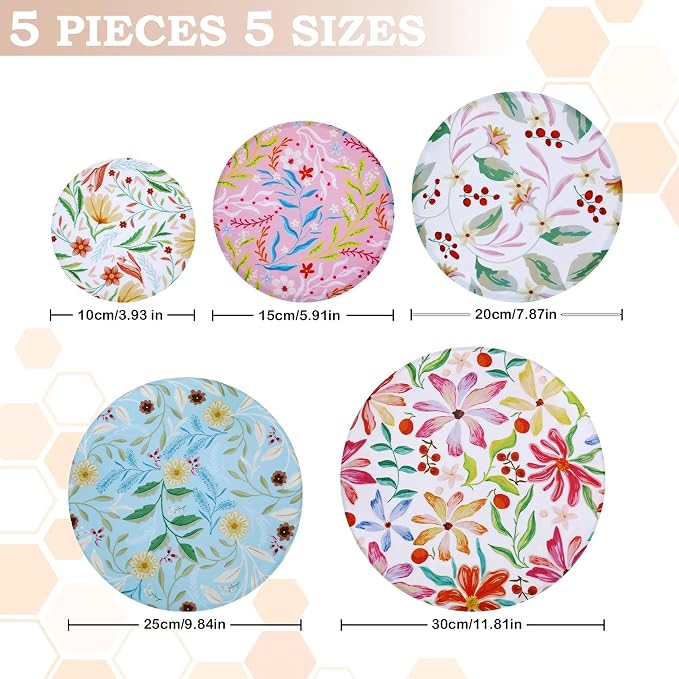 5-Size Reusable Beeswax Bowl Covers - Image 2