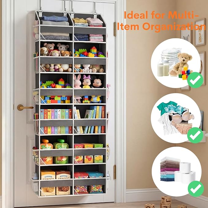 Over the Door Organizer 6 Tiers, Extra Large Behind Door Storage of 12 - Image 5