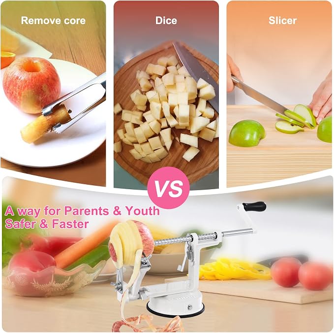 Apple Peeler, Slicer Corer Potato Peelers 3 In 1, Stainless Steel Heavy Duty - Image 4