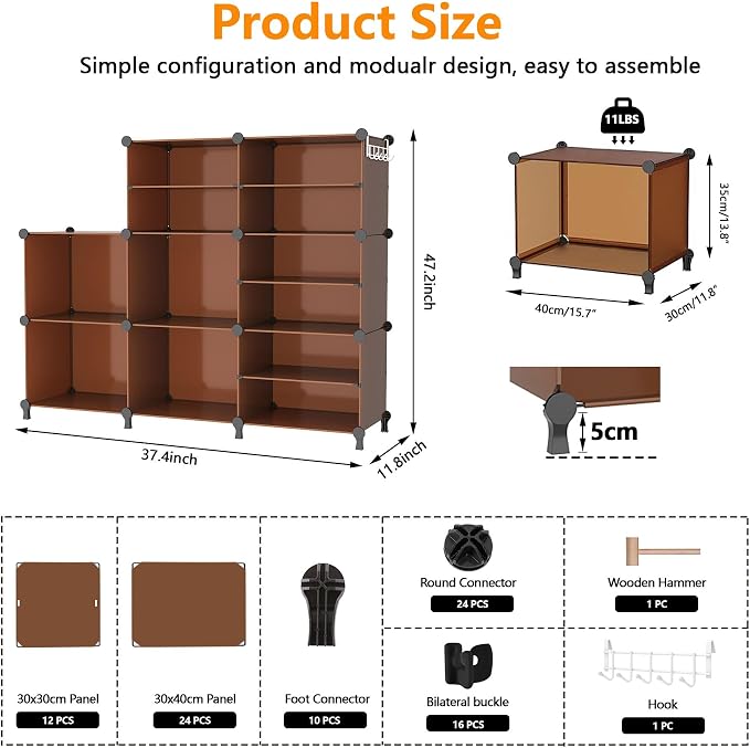 AWTATOS Closet Organizer 8 Cube Storage Shelves Clothes Organizers Closet - Image 3
