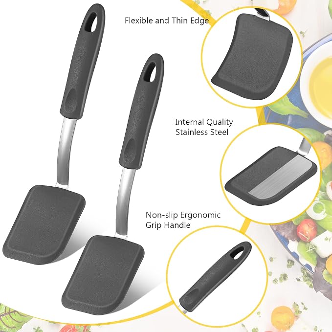 Silicone Cookie Spatula Turner 2 Pack Mini Brownie Spatula Flexible Kitchen - Image 4