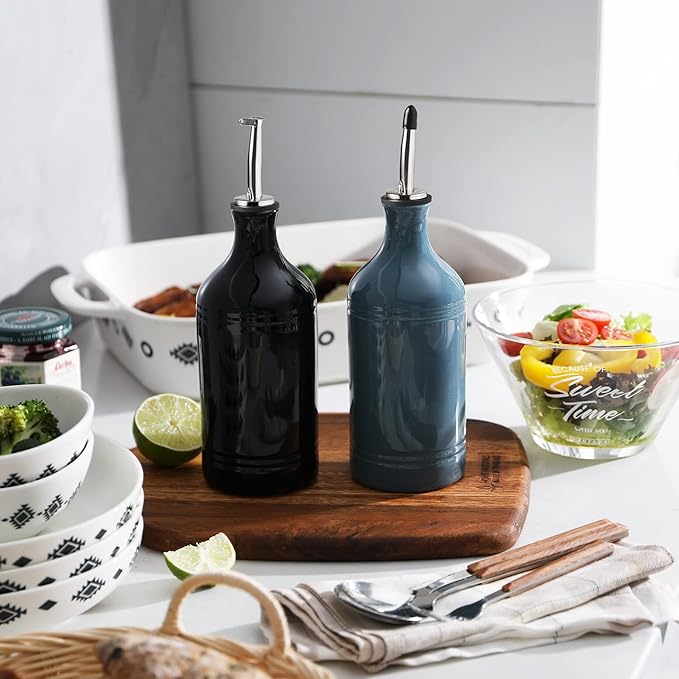 Sweejar Ceramic Olive Oil Dispenser Bottle, Opaque Oil Cruet Protects to Reduce - Image 5
