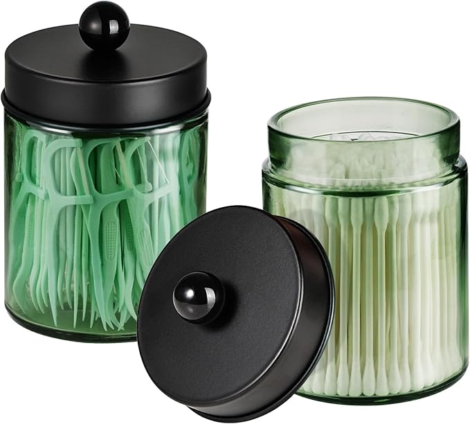 3 Pack Apothecary Jar Canisters Bathroom Vanity Organizer - Image 2