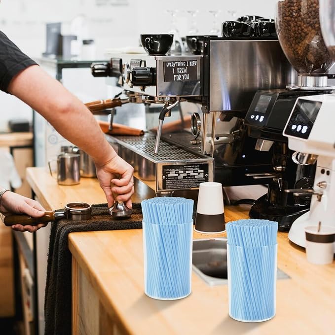 500 Pcs Light Blue Coffee Stir Sticks Set 5x0.12 inch Cocktail Straws Acrylic - Image 5