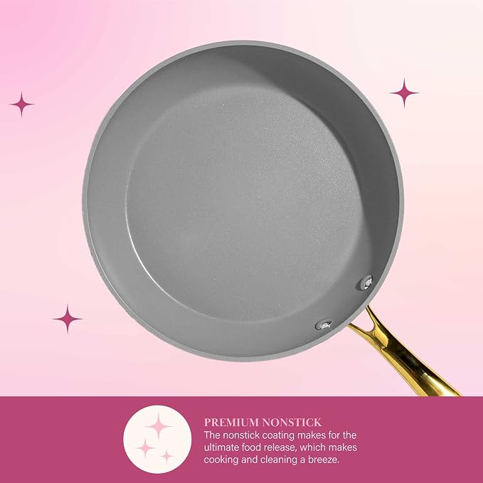 Paris Hilton Iconic Nonstick Pots and Pans Set, Matching Lids - Image 5
