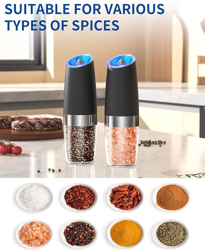 CIRCLE JOY Gravity Electric Pepper Grinder Salt Grinder Pepper Griner Mill - Image 5