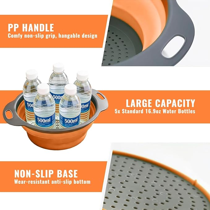 2 Pack Collapsible Silicone Colander - Image 5
