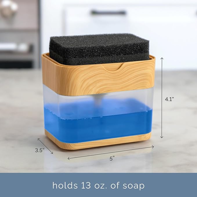 S&T INC. Dish Soap Dispenser and Sponge Holder - Image 4
