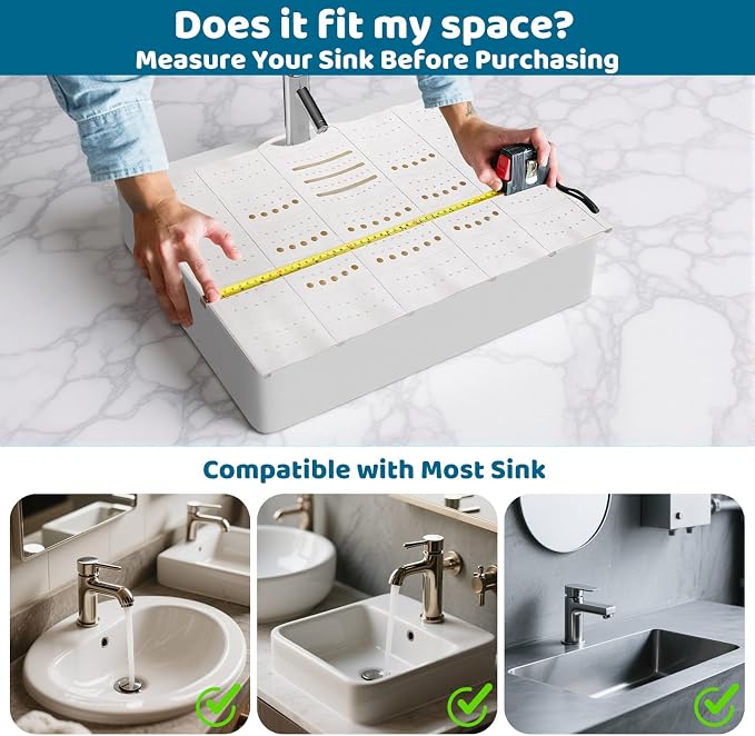 Bathroom Sink Cover for Counter Space, Foldable Silicone Sink Mat Makeup - Image 3
