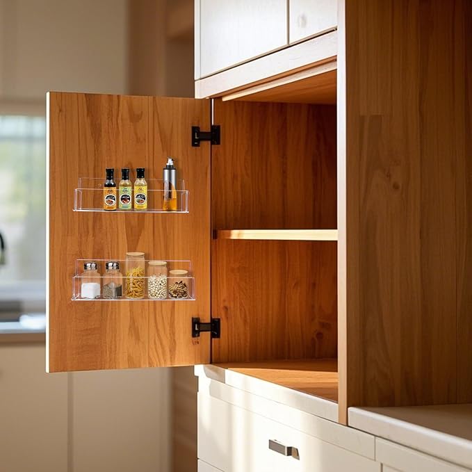 Acrylic Spice Rack Wall Mount-9 Inch, 4 Pack Hanging Seasoning Rack Organizer - Image 2