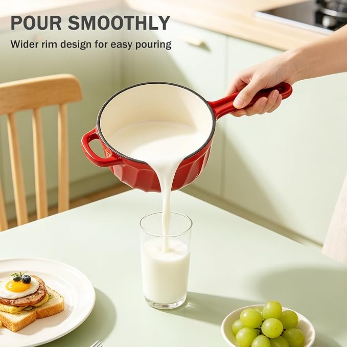 Enameled Cast Iron Sauce Pan, 2 Quart Enameled Saucepan - Image 6
