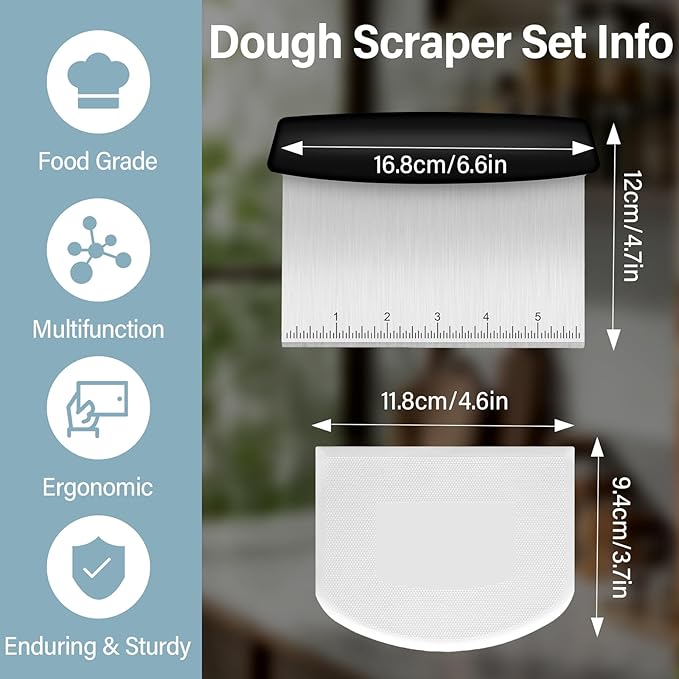 Ecavria Bench Scraper, Premium Stainless Steel Dough Scraper - Image 4