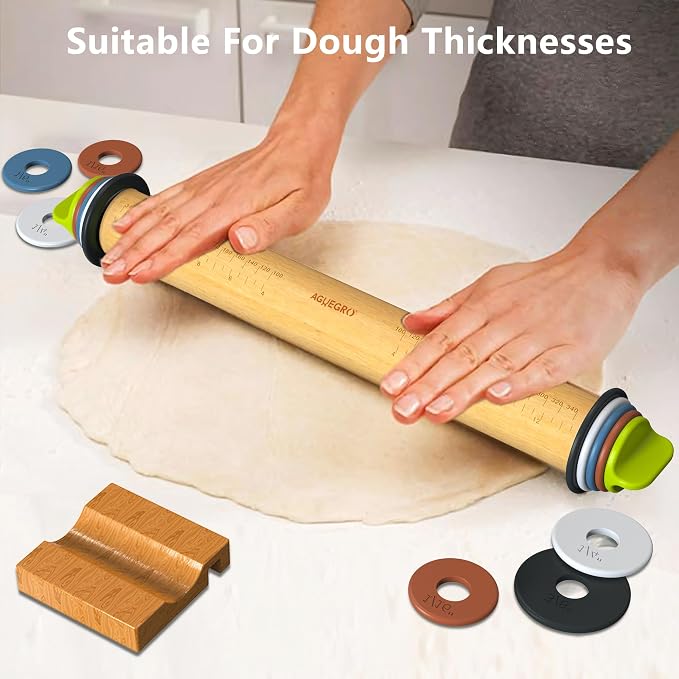 Rolling Pin with Adjustable Thickness Ring, Dough Thickness - Image 2