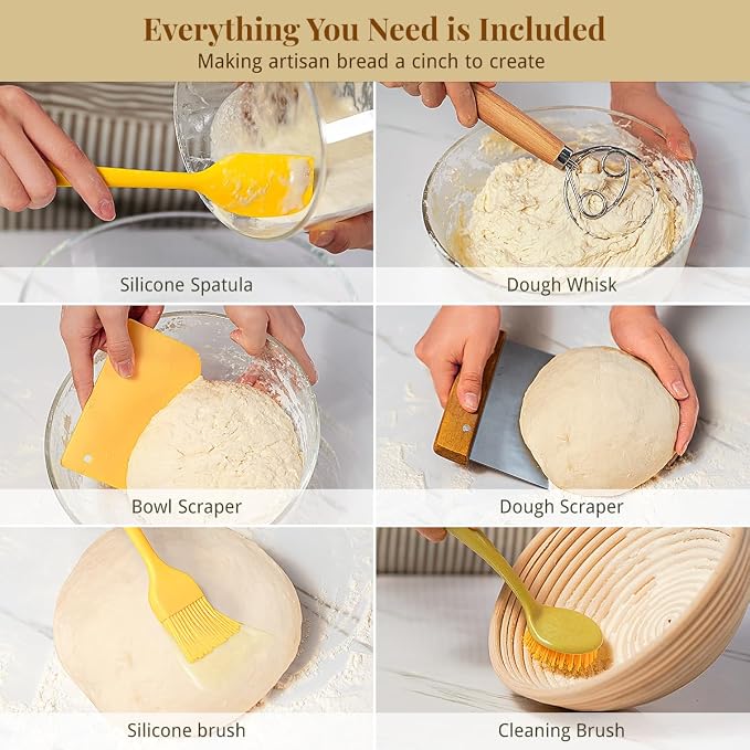 Sourdough Starter Kit, Banneton Bread Proofing Baskets Set, Sourdough Bread - Image 5