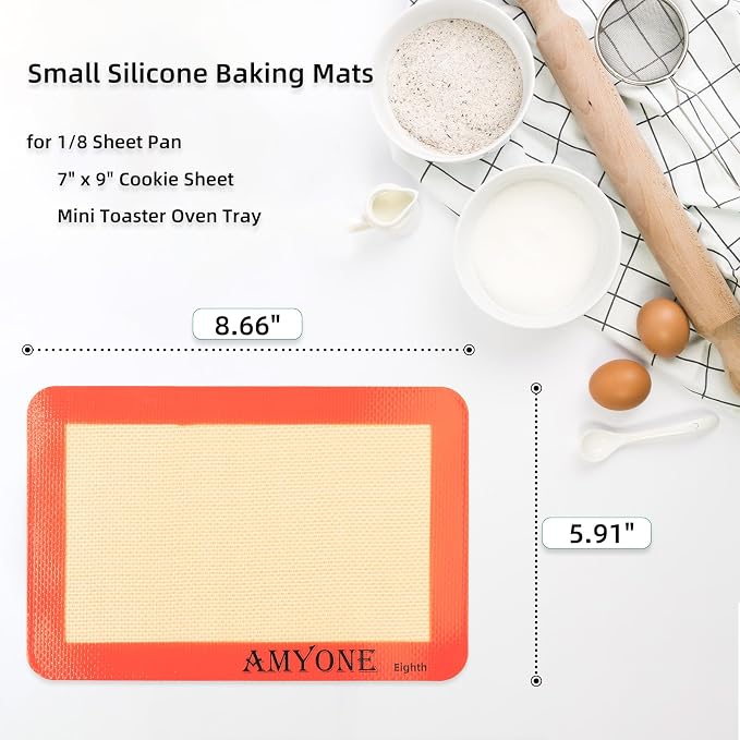 AMYONE Silicone Baking Mat for 1/8 Sheet Pan, Eighth Non-Stick Silicone Baking - Image 2