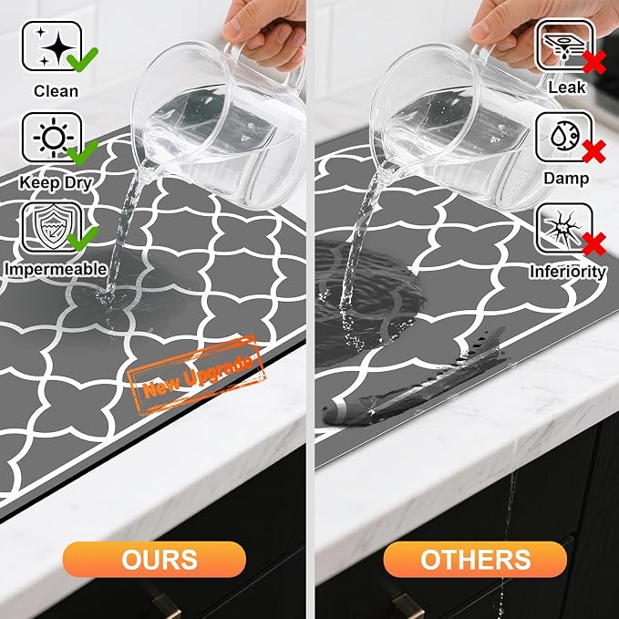 Dish Drying Mats for Kitchen Counter, Waterproof Coffee Mat for Countertop - Image 5