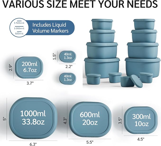 ISSEVE 12Pcs/Set Nesting Silicone Food Storage Containers - Image 4