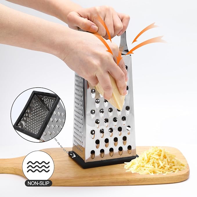 Supercenter Cheese Grater, Size 4-Sided Stainless Steel Box Grater, Food - Image 4