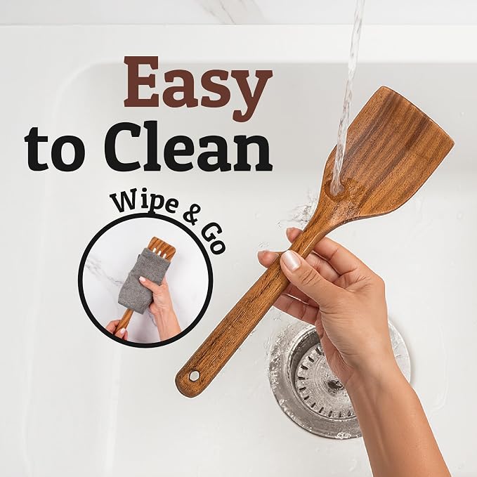 PriorityChef Premium Teak Flat Wooden Spatula - Image 8