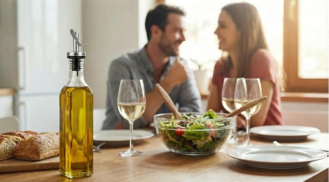 GREENOLIVE Olive Oil Dispenser Bottle - 17 oz. Clear Glass Bottle - Ideal - Image 6