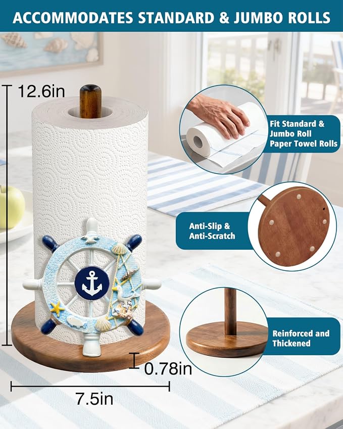 Ship's Rudder Paper Towel Holder, Nautical Coastal Beach Ocean Decor - Image 5