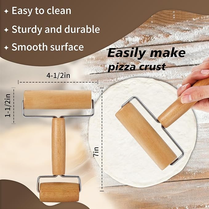 Pizza Rolling Pin Small Rolling Pin Wooden Dough Roller Non Stick Pizza Dough - Image 6