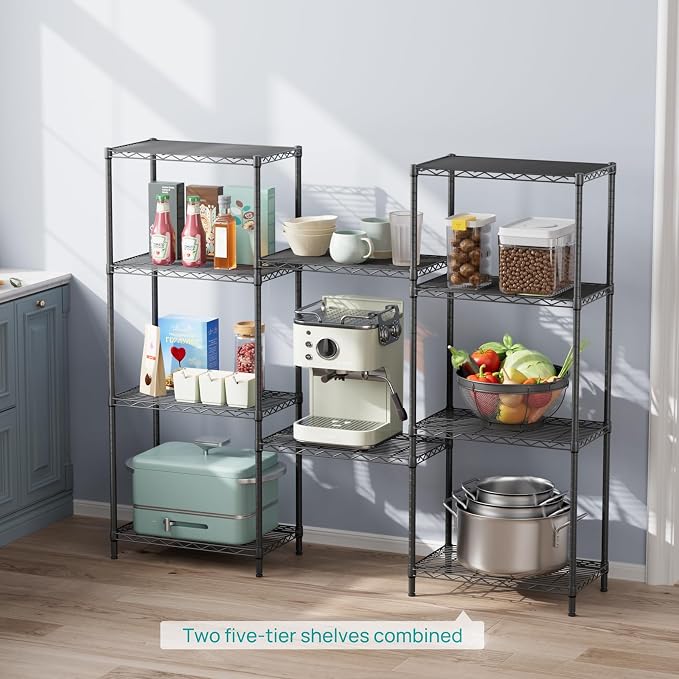 SINGAYE 5 Tier Storage Shelves Wire Shelving Unit Shelve Metal Kitchen Laundry - Image 6