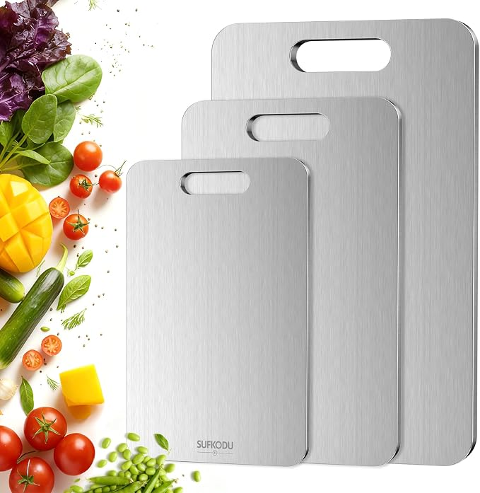 Titanium Cutting Board Set of 3, Titanium Cutting Boards by Sufkodu