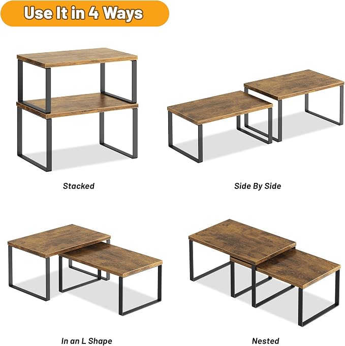 Kitchen Cabinet Organizer Shelf Set of 4, Sturdy Kitchen Counter Shelves - Image 7