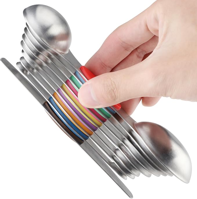 Magnetic Measuring Spoons Set Stainless Steel Dual Sided Stackable Teaspoon - Image 3