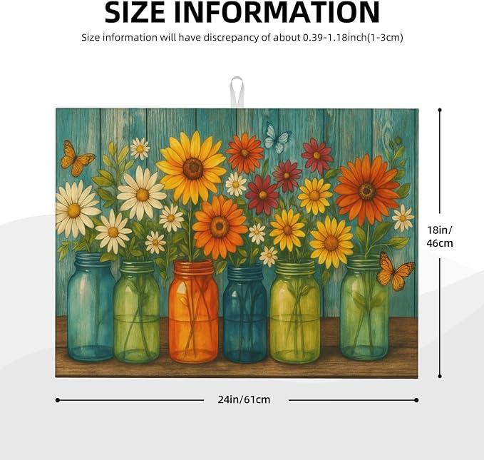 Rustic Vintage Flower Dish Drying Mats - Image 3