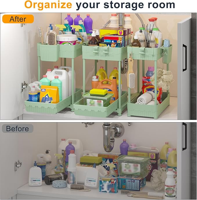 Sevenblue 3 Pack Under Sink Organizers, 2-Tier Multi-Use Kitchen and Bathroom - Image 4