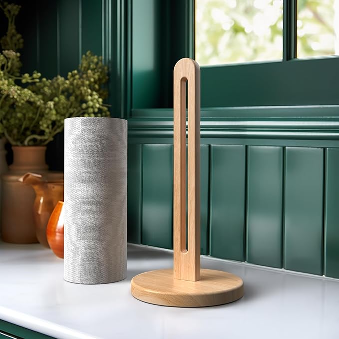 KitchLife Wooden Paper Towel Holder Countertop, Fits Jumbo Roll, Solid - Image 6