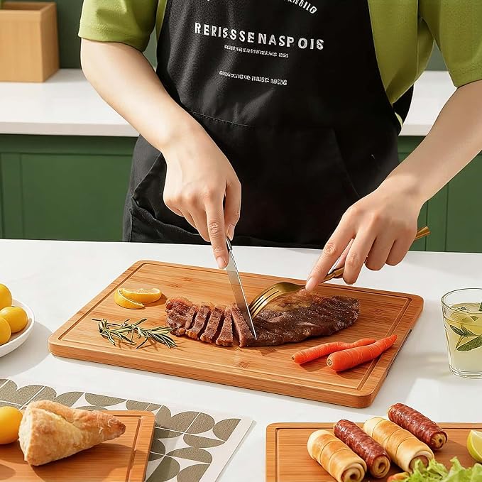 Zarler Bamboo Cutting Boards for Kitchen, 3 Piece Durable Wood Cutting Board - Image 9