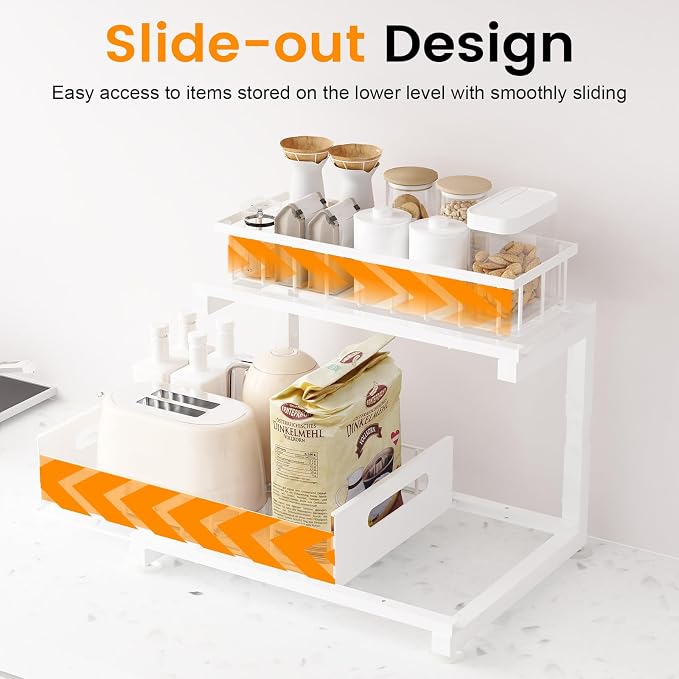 Under Sink Organizer, Heavy Duty Metal Pull Out Cabinet Organizer Slide Out - Image 2
