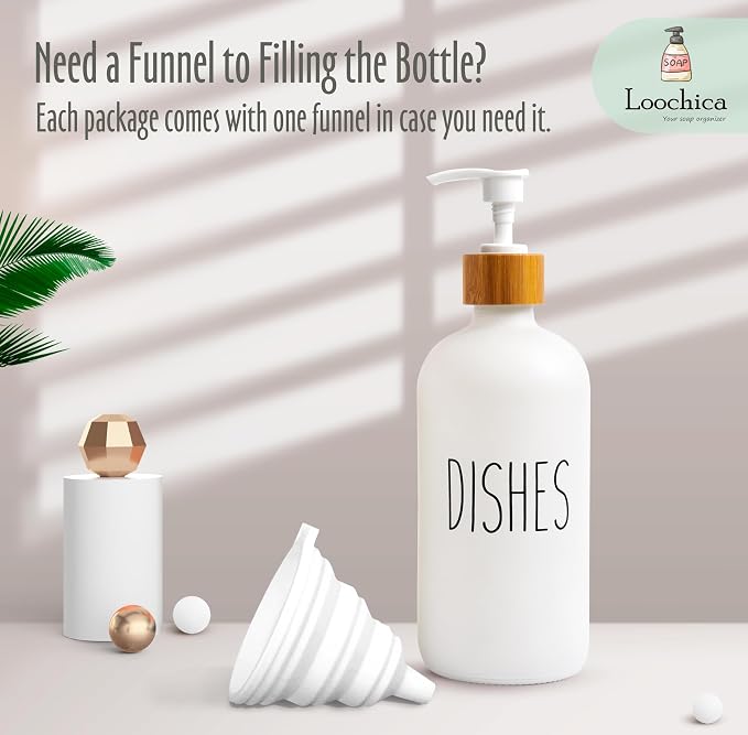 LOOCHICA Dish White Glass Soap Dispenser - Image 7