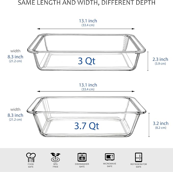 Set of 2 pcs Tempered Glass Baking Dish Set, Deep and Classic Borosilicate - Image 2