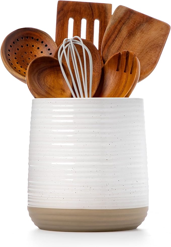 6.8" Large Ceramic Kitchen Utensil Holder by Officepal