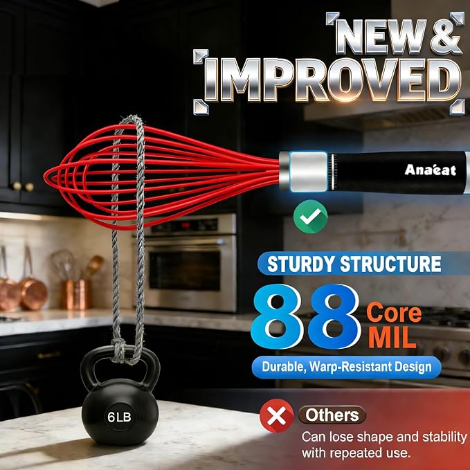 Anaeat Silicone Whisk, Thick Stainless Steel Wire Inner - Image 6