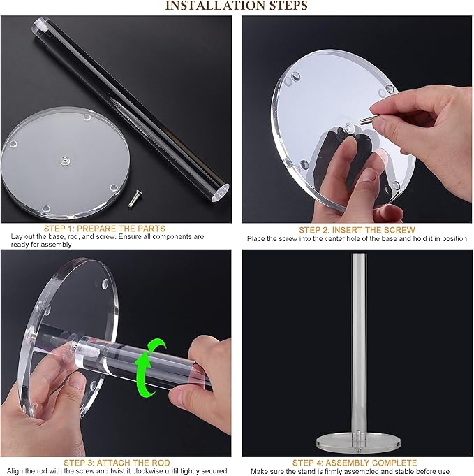 WORHE Paper Towel Holder Countertop Clear Acrylic 5.9" Diameter Thickening - Image 3