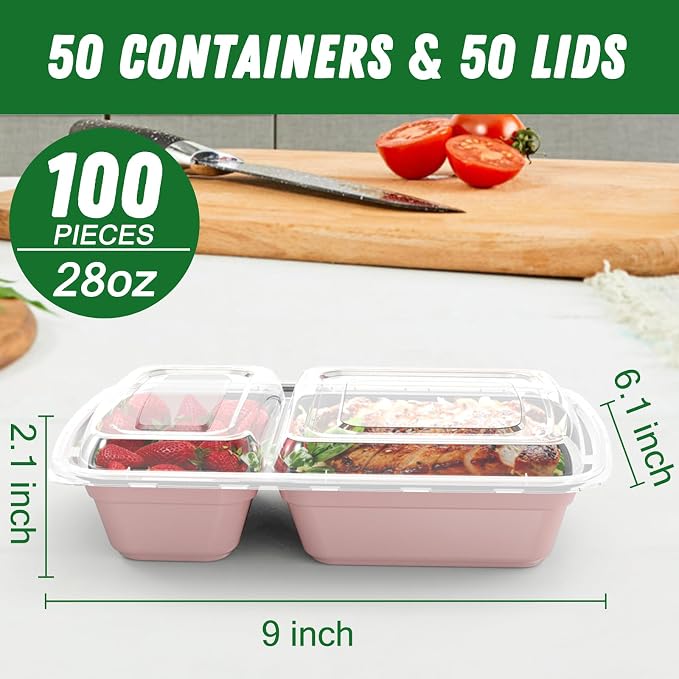Dealusy 50 Pack 28 oz Meal Prep Containers Reusable - Image 2