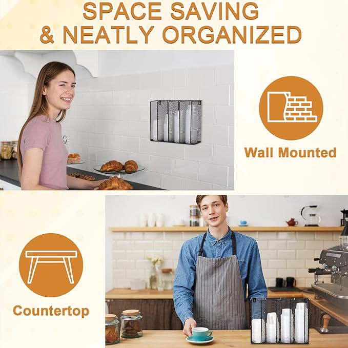 Wall Mount Portion Sauce Cup Lid Organizer 4 Compartments Iron Sauce Cup - Image 6