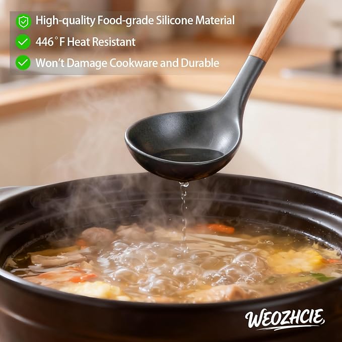 Silicone Cooking Utensil Set, Nonstick Kitchen Utensils 446°F Heat-Resistant - Image 4