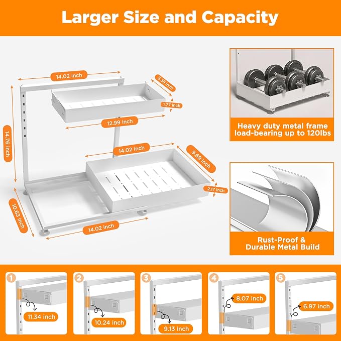 Under Sink Organizer, Bathroom Counter Organizer, 2 Packs 2-Tier Metal - Image 4